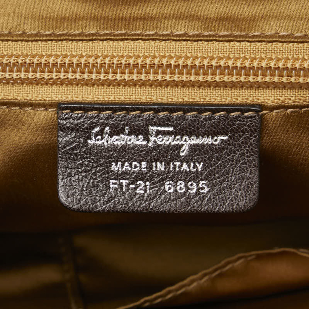 Salvatore Ferragamo Leather Handbag Python Brown … - image 5